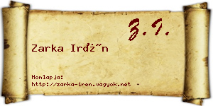 Zarka Irén névjegykártya